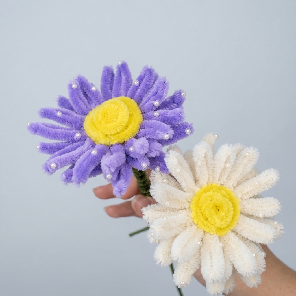 Fleurs individuelles artisanales en laine